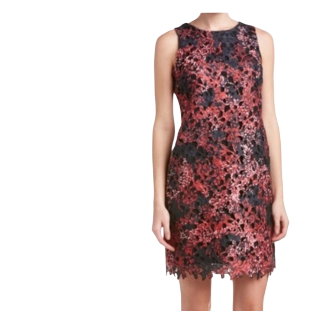 Vince Camuto Women Black and Burgandy Sleveless  Sheath Mini Dress Size 6